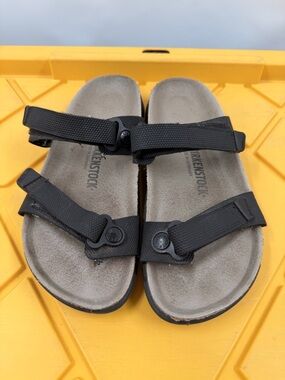 Birkenstock Black Two-Strap Sandals with Beige Footbed Mens and women’s